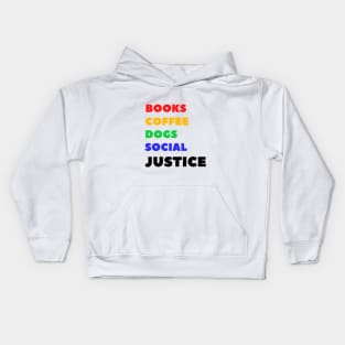 Books coffee dogs social justice Kids Hoodie